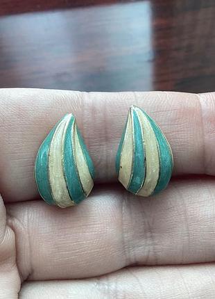 Сережки вінтажні краплі з емаллю