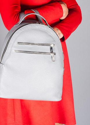 Світлий молодіжний рюкзак із натуральної шкіри колір пудра та сірий сірий