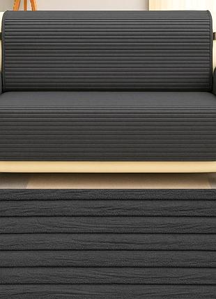 Покривало на диван велюрове з підлокітниками, дивандеки топ якості модні 3-х місні графітовий