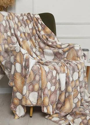 Плед двуспальный кoloco "стрижка" 180 х 220 (37339) камни на сером