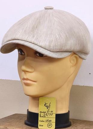 Кепка мужская восьмиклинка хулиганка 8 клинка comfort heads летняя весенняя лён льняная бежевая лёгкая летняя 61