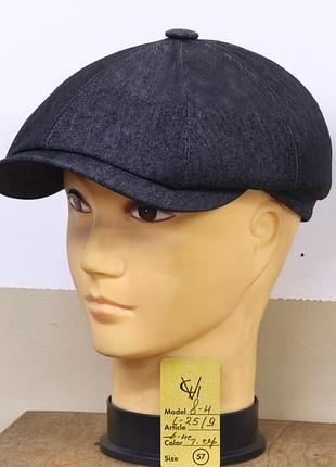Кепка мужская восьмиклинка хулиганка 8 клинка comfort heads летняя весна джинс овая темно серая 60