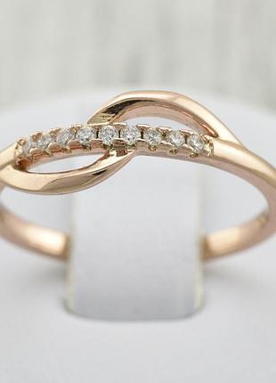 Кільце з білим фианитом позолота рв 19размер