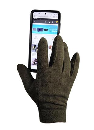 Флисовые сенсорные оливковые перчатки с усиленной ладонью xl