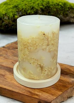 "гортензія в спокої" - декоративна свічка на підставці, з ароматом лісові ягоди