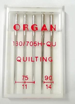 Иглы швейные для квилтинга organ quilting №75/90 пластиковый бокс 5 штук для бытовых швейных машин (6990)