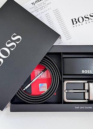 Топовый мужской набор, ремень hugo boss , черный ремень хуго с двумя пряжками, hugo boss 🔥