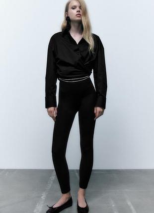 Чорні легінси в рубчик zara xs-s