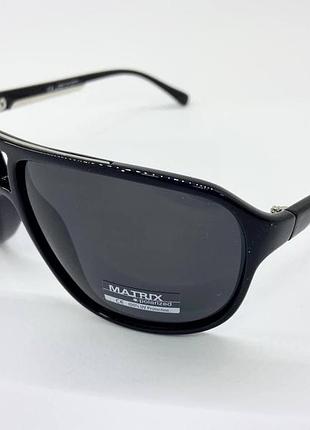 Солнцезащитные очки мужские в пластиковой черной оправе авиаторы-маска с поляризованными линзами