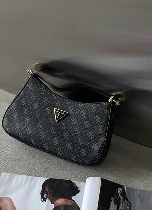 Женская сумка guess noelle багет с монетницей 2 в 1, сумка-багет гесс чёрного цвета