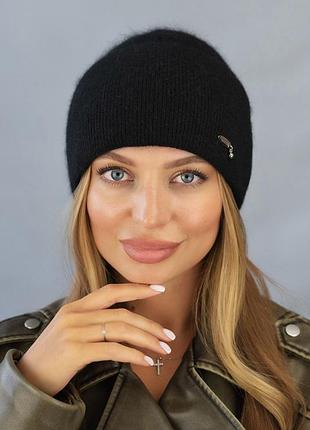 Шапка із широким закотом "к'яра" (5167) чорний