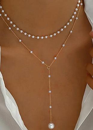 Кольє намисто чокер перлинки (імітація)