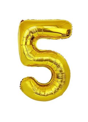 Цифра фольгована 5 золото 76см