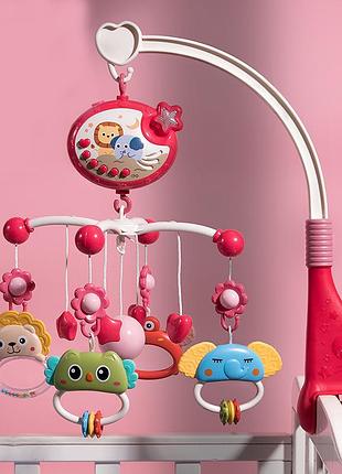 Карусель для малюків на ліжечко з проєктором зоряного неба