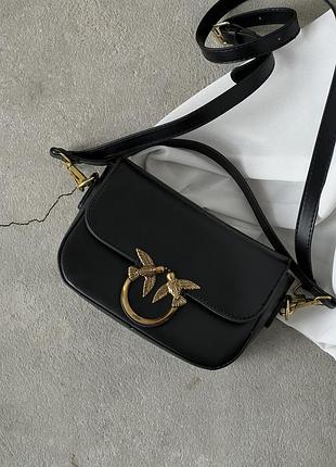 Черная классическая сумка для девочек брендовая кожаная сумка пинко маленькая женская сумочка через плечо pinko