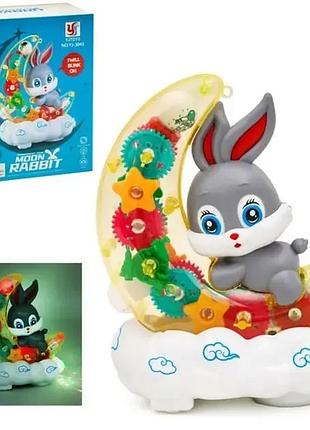 Музыкальная игрушка-ночник зайчик на месяц yj3043