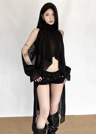 Топ блуза асіметрія goth, dark academia, cyber goth, witchy