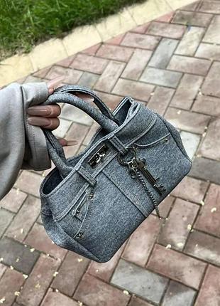 Женская сумка-юбка сумочка джинсовая в форме юбки с карманами
