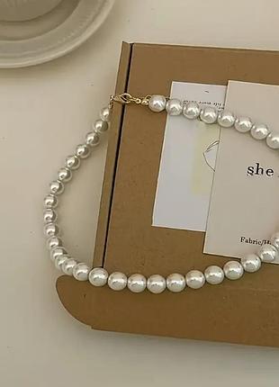 Чокер ожерелье колье жемчуг диаметр 1 см (имитация)