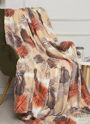 Плед двухспальный koloco "стрижка" 180 х 220 (33412) оранжевые перья