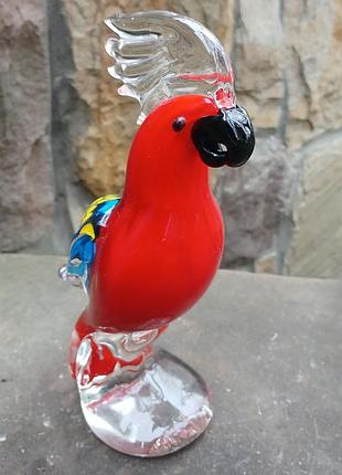 Колекційна  статуетка попугая із муранського скла.