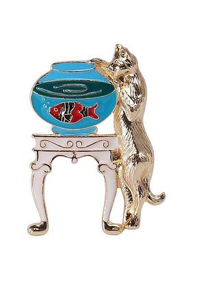 Брошка кіт та рибка золотий (494693312)