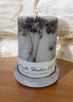 Свічка "лавандове поле" на підставці, з ароматом жасмін