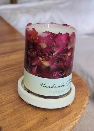 "романтика роз в свече" на подставке, с ароматом бергамот