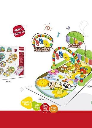 Розвиваючий килимок, піаніно, мелодії, підсвічування, 5 підвісок, брязкальця, в коробці