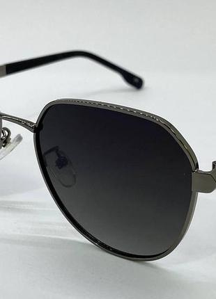 Очки солнцезащитные круглые авиаторы с поляризацией серые линзы с градиентом в серой металлической оправе