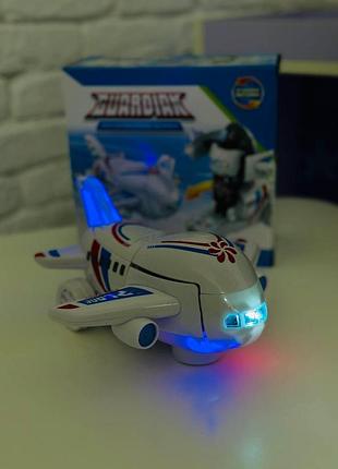 Детский игрушечный самолет трансформер со светом и музыкой расправляет крылья кружит игрушка для мальчика