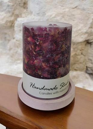 "романтика роз в свече" на подставке, с ароматом ваниль