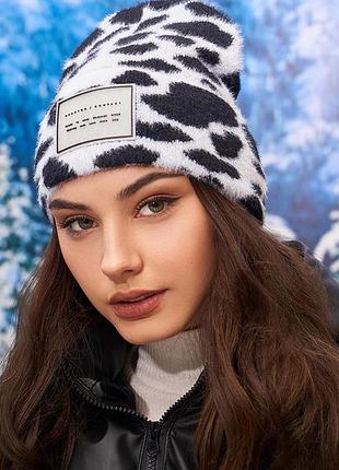 Двухцветная шапка "далматинец" (5144) белый + черный