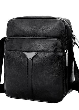 Мужская кожаная сумка мессенджер polo