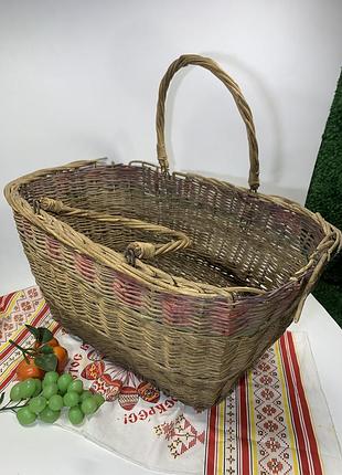 Плетеная корзинка квадратная лукошко из лозы с двумя ручками 51х30х26 см кошёлка для ягод или грибов н1855 бол