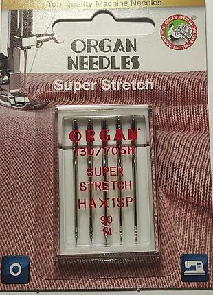 Голки швейні для стрейча, лайкри organ super stretch №90 для побутових швейних машин блістерна упаковка 5 шт (7035)