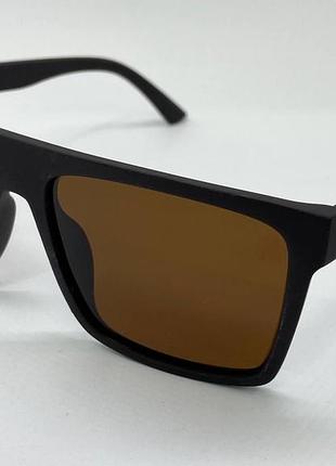 Очки солнцезащитные с поляризацией прямоугольники маска классика в матовой оправе коричневый, коричневый