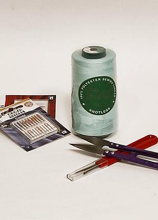 Нитки швейные универсальные 100% полиэстер 40/2 peri 4000 ярдов бледно голубые (303) (6597)