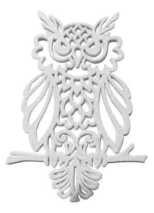 Украшение сова пластик 12х9см (белый)