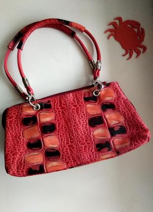 Красная фактурная кожаная сумка1 фото