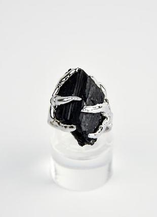 Кольцо шерл черный турмалин арт. 0005