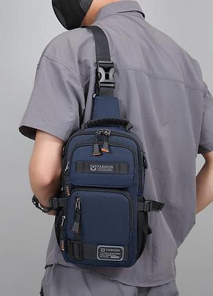 Однолямочный рюкзак сумка mackros 9961 мужской городской влагостойкий синий 5л