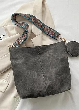 Женская сумка шоппер с широким ремнем fashion | 8312-5