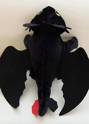 Плюшевая игрушка дракончик 28 см черный на животике для детей на присоске детская мягкая игрушка дракон беззубик с присоской