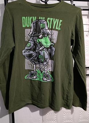 Реглан с длинным рукавом для мальчика 9-13 лет,рост 146-:158 см. хлопок. цвет хакки. рисунок качественный накат,ночью светоотражается.