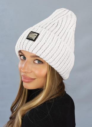 Шапка колпак с отворотом "айдан" (5302) белый