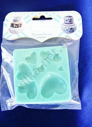 Молд кондитерский силиконовый сердечки диаметр 7,5 см. forkopt