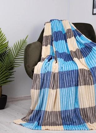 Плед евро koloco "шарпей цветной" 200 х 220 (37296) синие + голубые квадраты