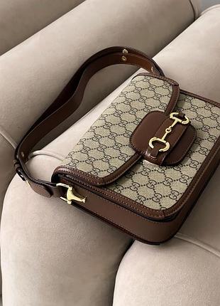 Кожаная женская сумочка гуччи деловая брендовая сумка из кожи gucci классическая сумка для девушки через плечо коричневый