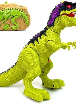 Динозавр на радиоуправлении выпускающий дым светится и рычит на батарейках